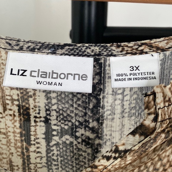 LIz Claiborne Chiffon V-Neck Long Sleeve Striped Tunic Top - Picture 10 of 11